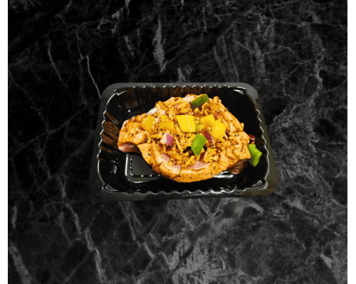 Black garlic with cheese,peppers and red onion pork pockets